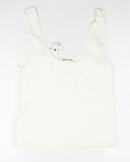 Womens UK Size XS Zara White Basic Tank