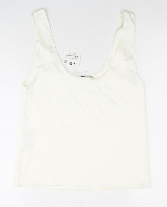 Womens UK Size XS Zara White Basic Tank