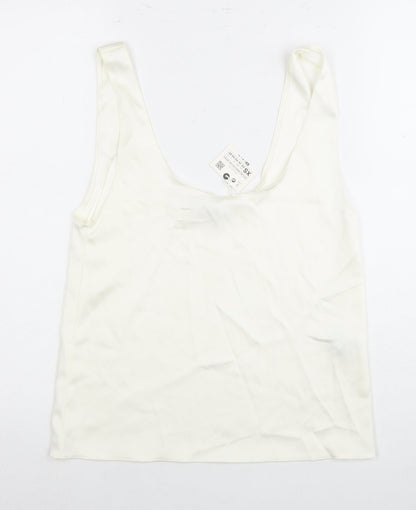 Womens UK Size XS Zara White Basic Tank