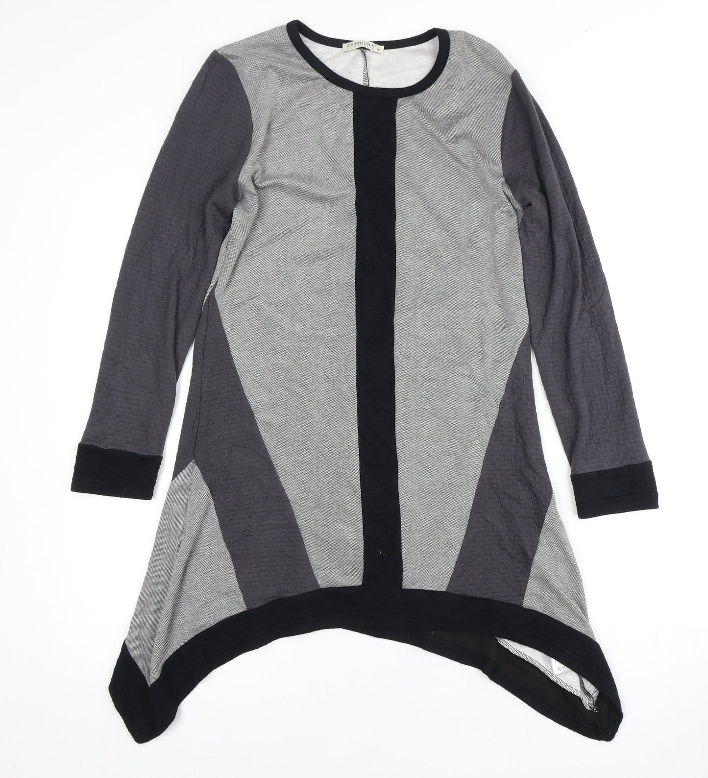 Orientique Women's Asymmetric Grey Long Sleeve Dress XS