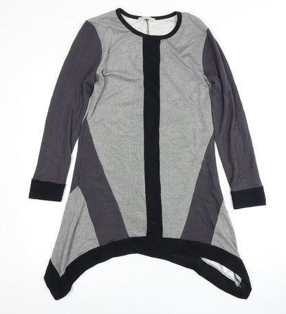 Orientique Women's Asymmetric Grey Long Sleeve Dress XS
