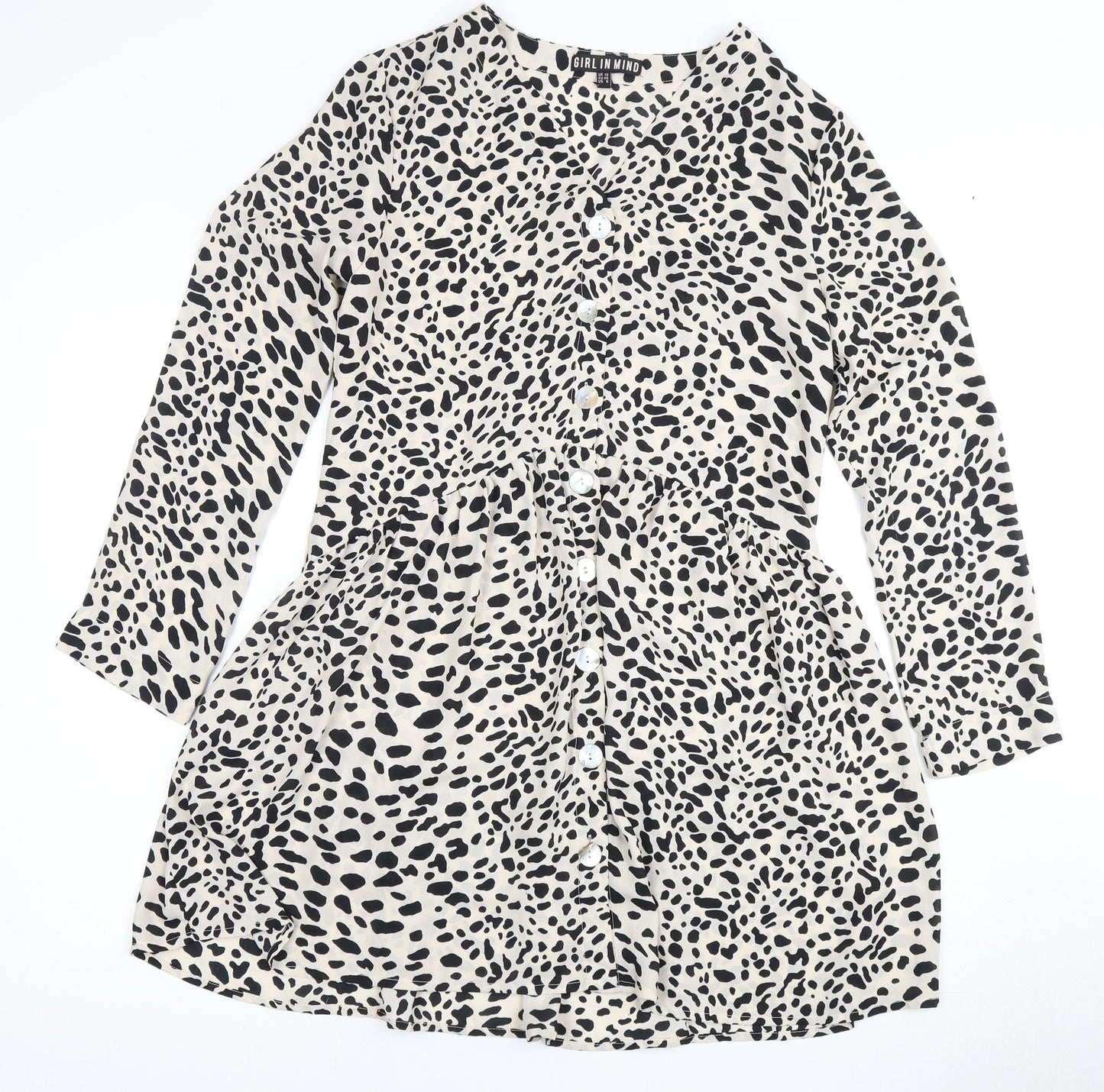 Girl In Mind Women's Black Animal Print A-Line Dress Size 10