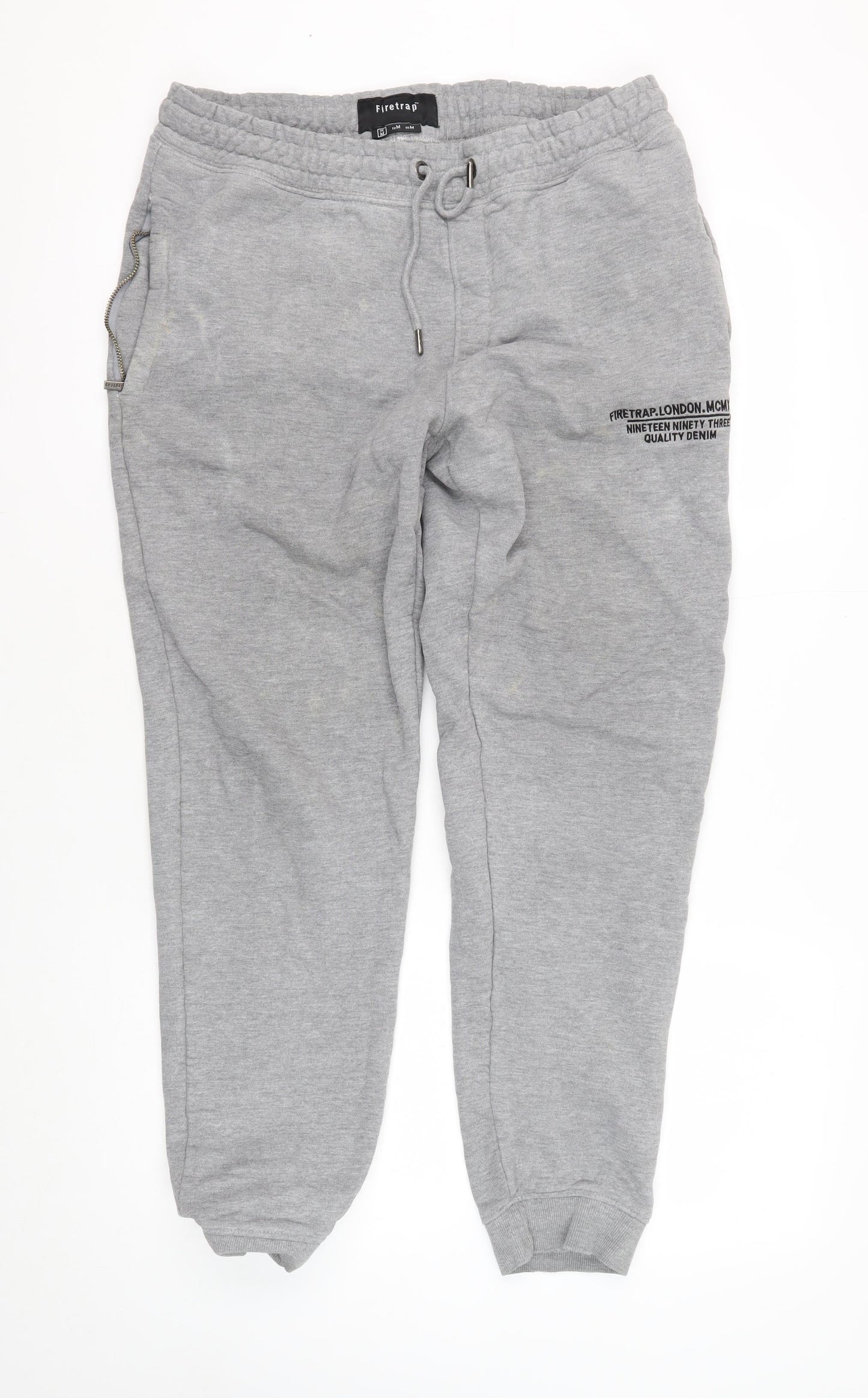 Firetrap Men's Grey Joggers M Size with Pockets