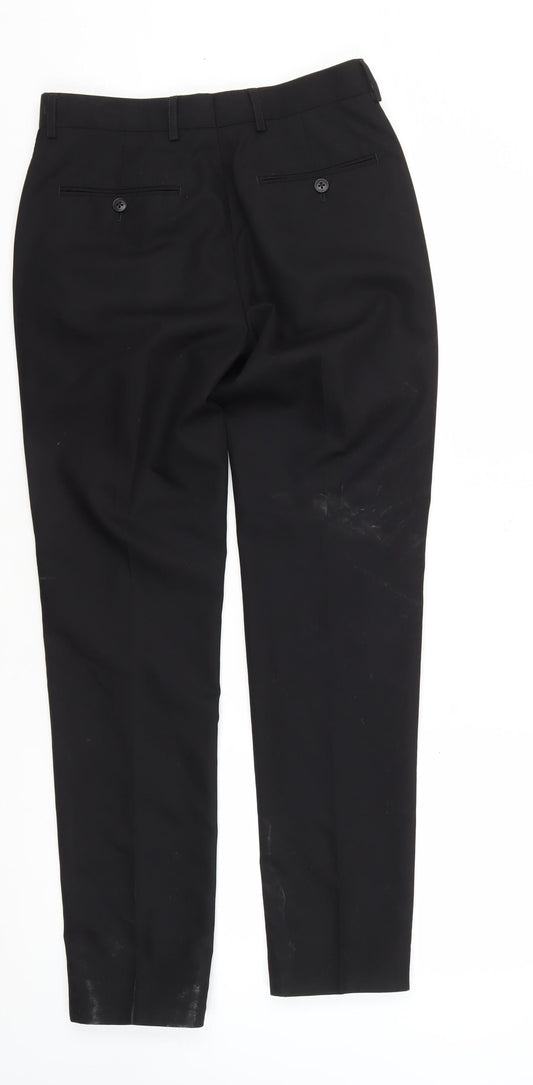 Moss London Men's Black Regular Fit Trousers