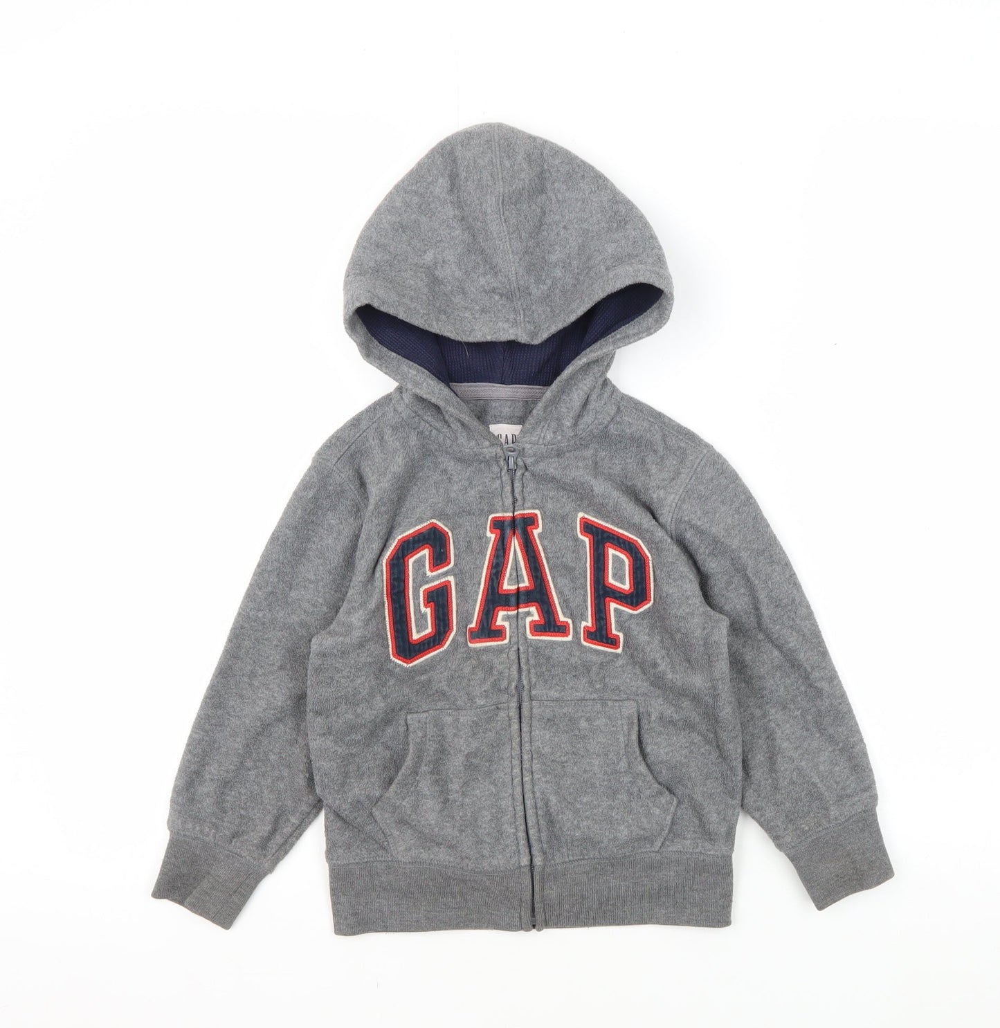 GAP Kids Boys Grey Full Zip Hoodie XS with Logo Accents