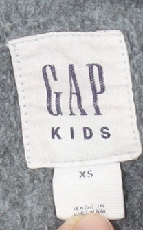 GAP Kids Boys Grey Full Zip Hoodie XS with Logo Accents