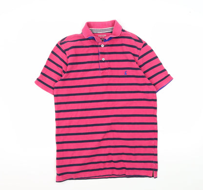 Joules Men's Pink Striped Polo Shirt, Size S
