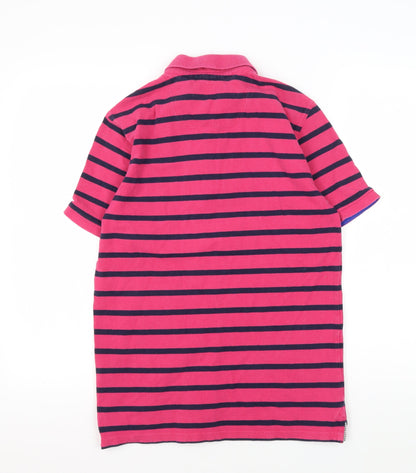 Joules Men's Pink Striped Polo Shirt, Size S