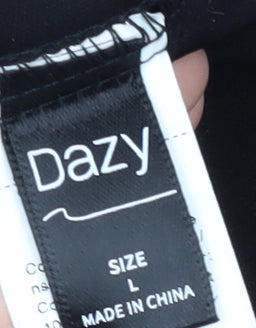 Dazy Women's Black Trousers, Size L, Polyester