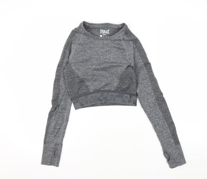 Everlast Women's Grey Cropped Long Sleeve Gym Top