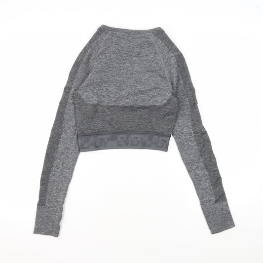 Everlast Women's Grey Cropped Long Sleeve Gym Top