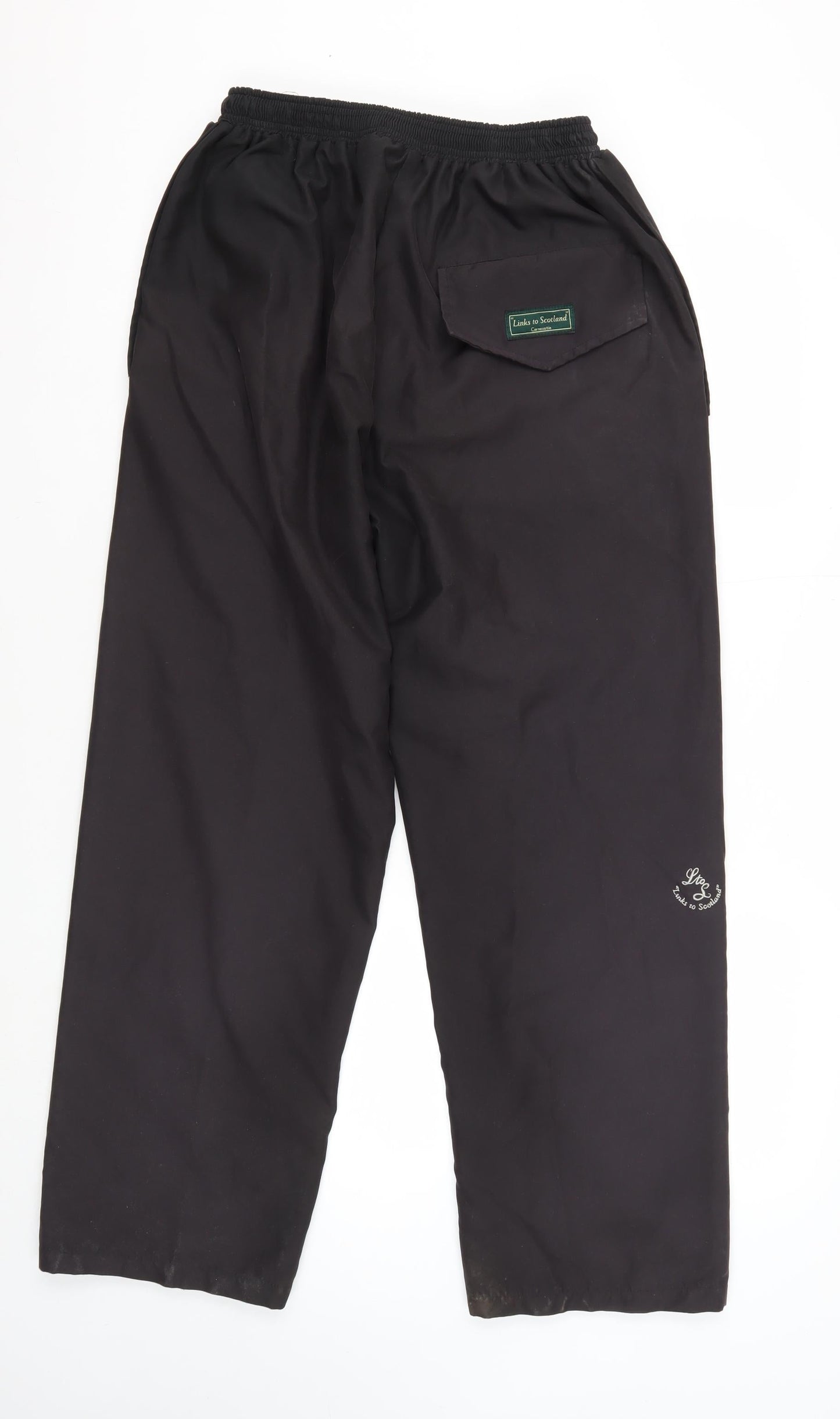 Unisex Adultss UK Size L Links to Scotland Relaxed Fit Rain Trousers Black Trous