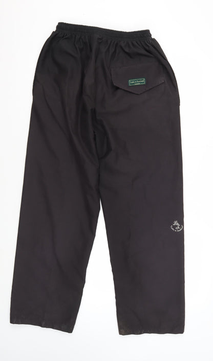 Unisex Adultss UK Size L Links to Scotland Relaxed Fit Rain Trousers Black Trous
