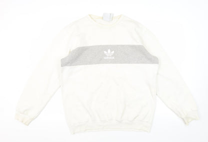 Mens UK Size M adidas White Pullover Sweatshirt