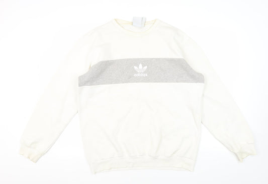 Mens UK Size M adidas White Pullover Sweatshirt