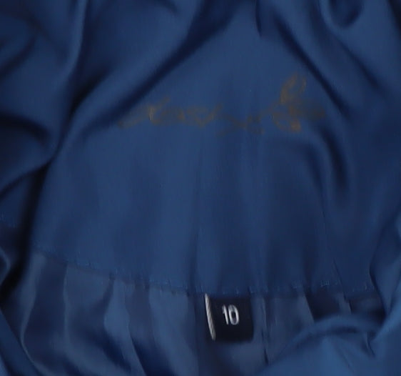 Women's Blue Puffer Coat with Faux Fur Hood Size 10