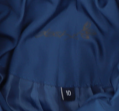 Women's Blue Puffer Coat with Faux Fur Hood Size 10