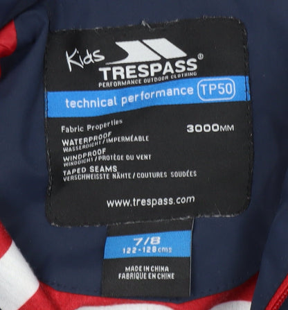 Trespass Girls Blue Waterproof Parka Jacket 7-8 Years