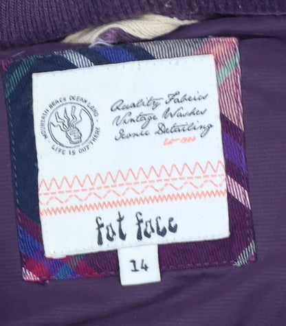 Fat Face Women's Purple Puffer Vest Size 14, Hooded Sleeveless