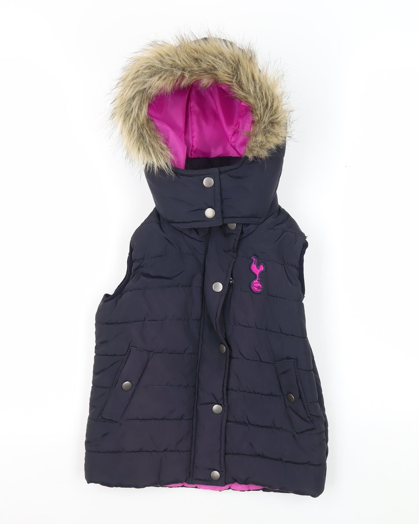 Tottenham Hotspur Girls Black Puffer Jacket, Hooded 2-3 years