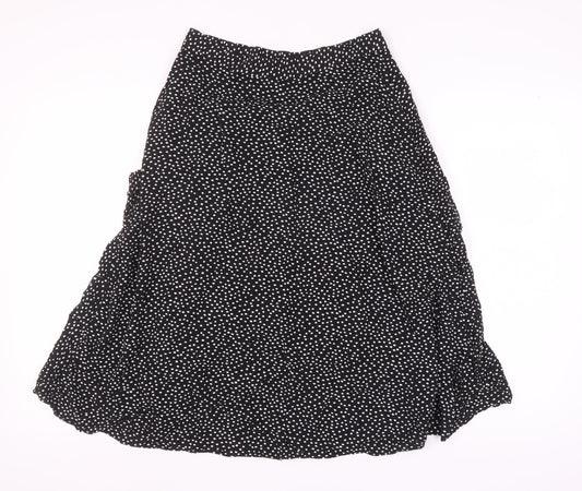 Oasis Women's Black Polka Dot Flare Midi Skirt