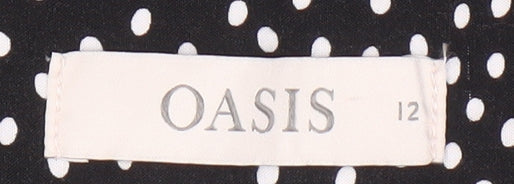 Oasis Women's Black Polka Dot Flare Midi Skirt