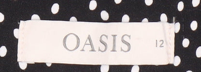 Oasis Women's Black Polka Dot Flare Midi Skirt