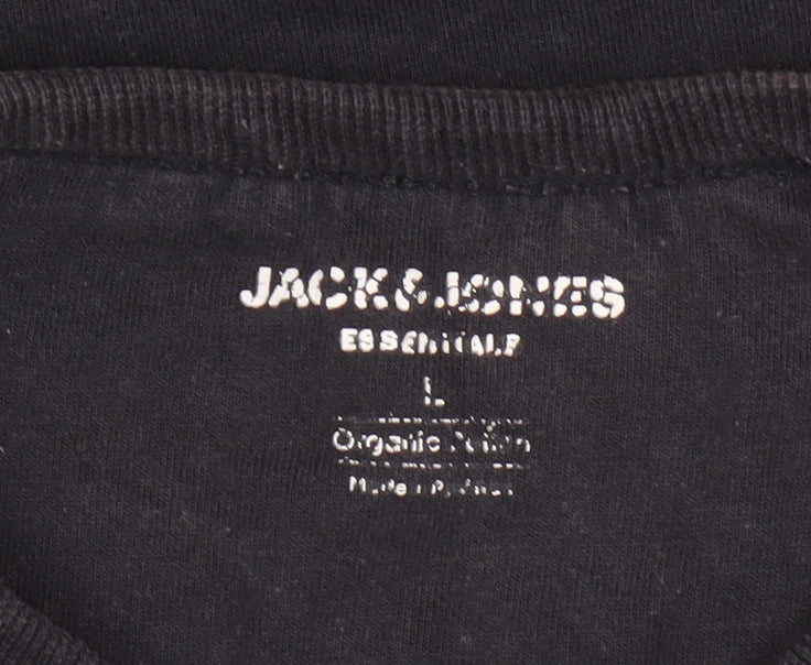 Mens UK Size L JACK & JONES Black  T-Shirt