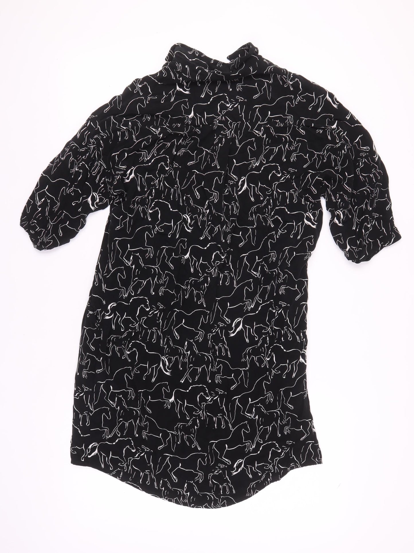Whistles Women's Black Animal Print Shirt Dress S
