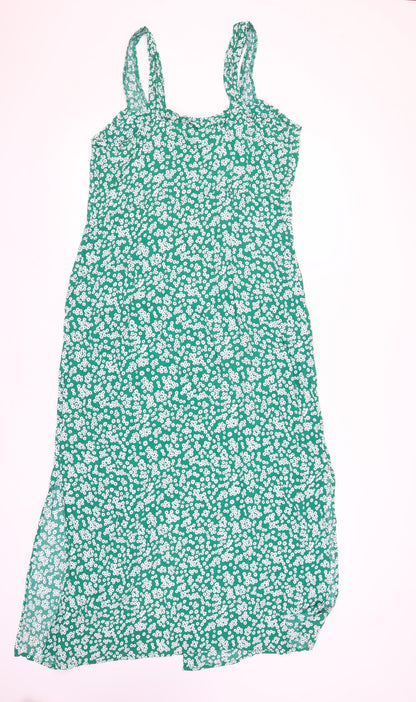 Roman Women's Green Floral Strappy Mid-Length Dress