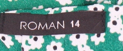 Roman Women's Green Floral Strappy Mid-Length Dress