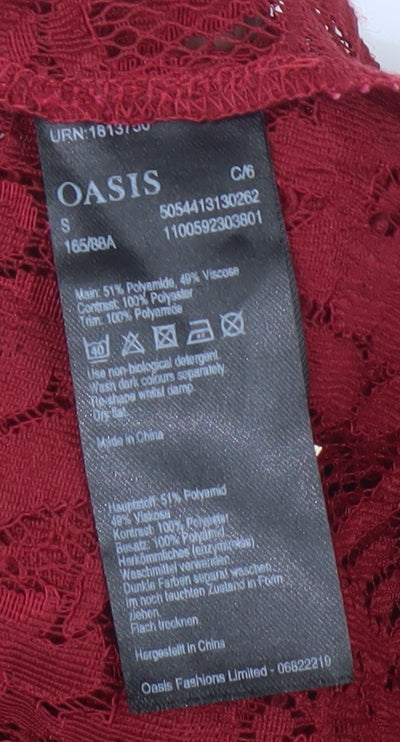 Womens UK Size S Oasis Red Camisole Blouse