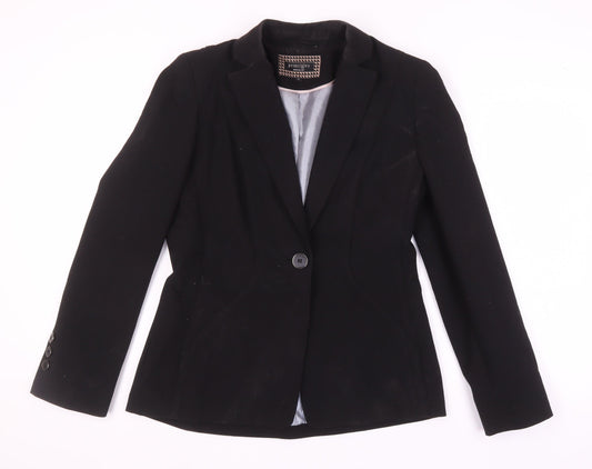 Principles Women's Black Regular Fit Notch Lapel Blazer