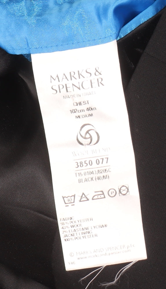 Mens UK Size 40 Marks and Spencer Regular Black Suit Tuxedo