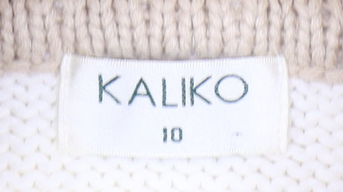 Womens UK Size 10 Kaliko Beige Pullover Jumper