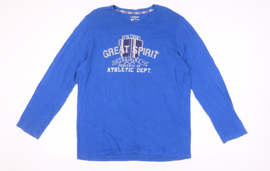 Livergy Men's Blue College Graphic Long Sleeve T-Shirt