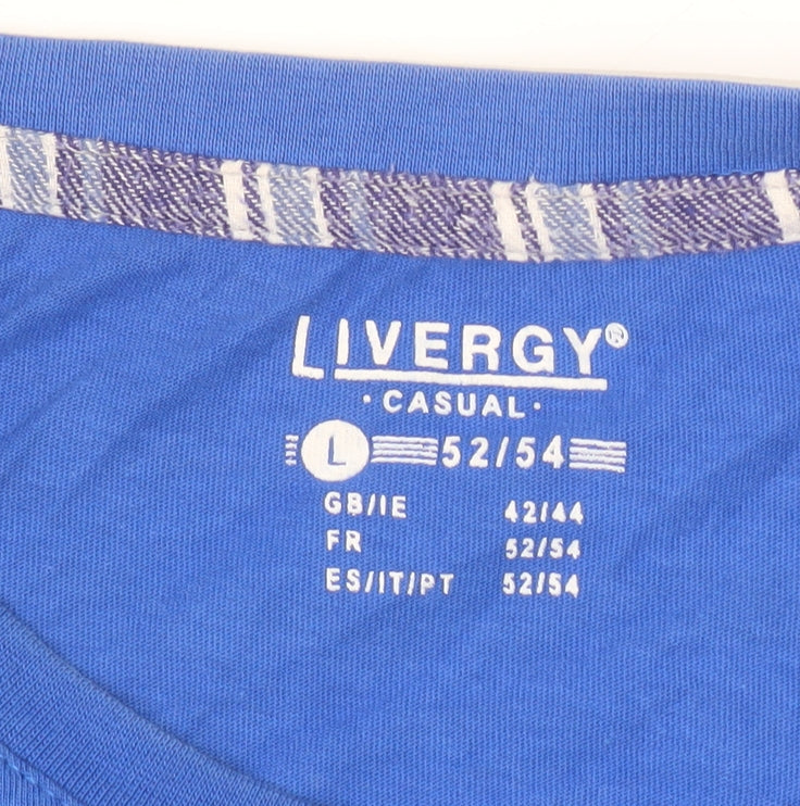 Livergy Men's Blue College Graphic Long Sleeve T-Shirt