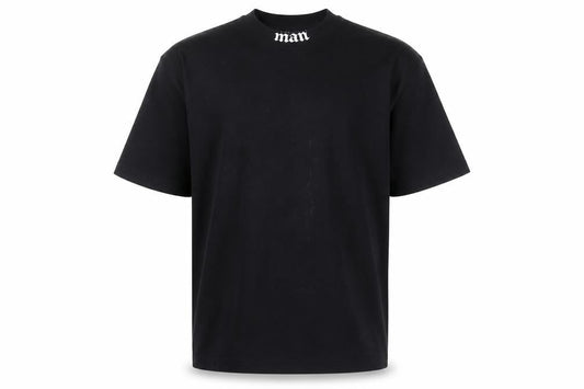 Front view of boohooMAN Black Crew Neck Men's T-Shirt, size S