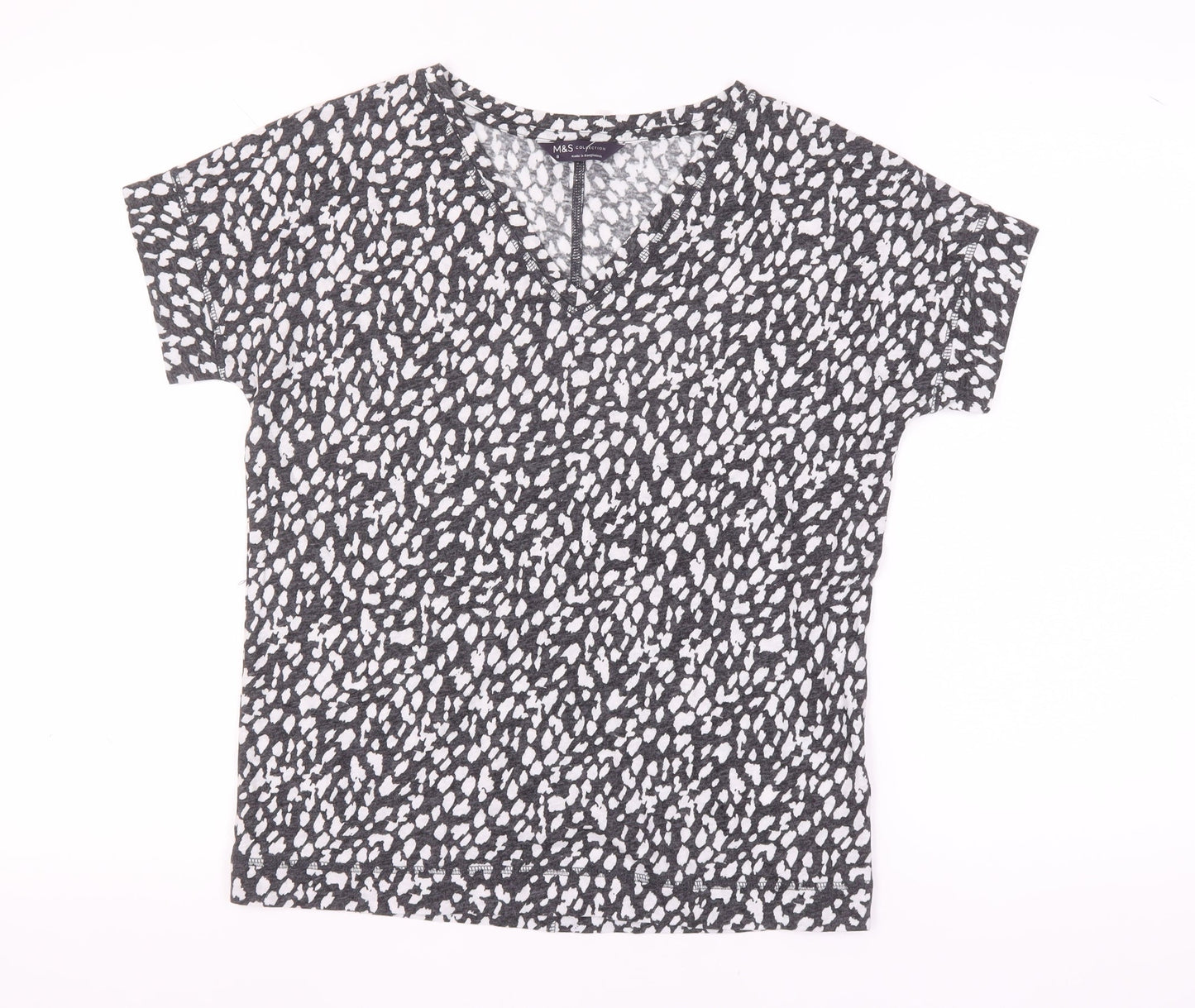 Womens UK Size S Marks and Spencer Black Basic T-Shirt