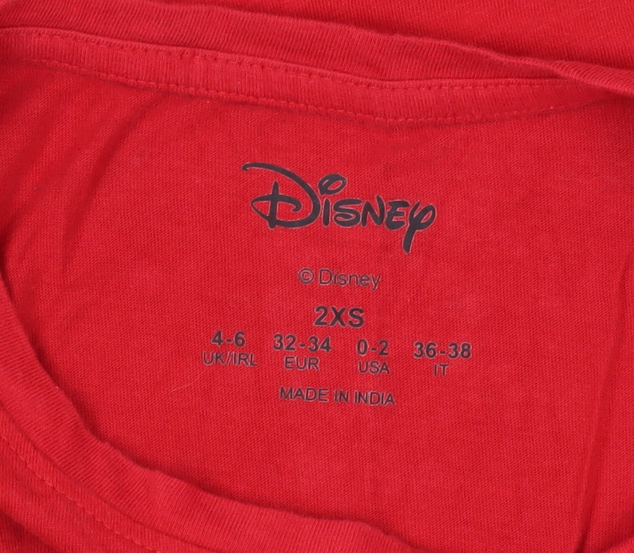 Disney Women's Red 2XS Mickey Mouse Holiday Pyjama Top