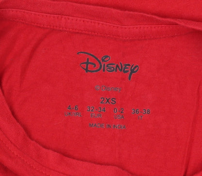 Disney Women's Red 2XS Mickey Mouse Holiday Pyjama Top