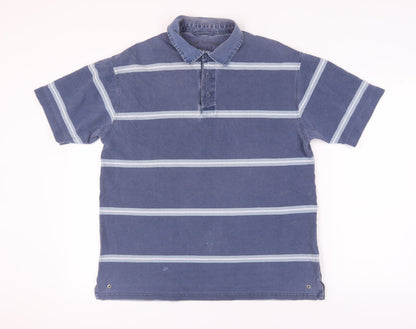 Marks & Spencer Men's Blue Striped Polo Shirt M