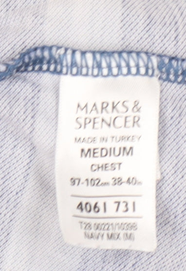 Marks & Spencer Men's Blue Striped Polo Shirt M