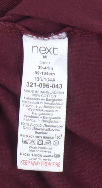 Next Men's Red M Cotton Crew Neck Short Sleeve T-Shirt