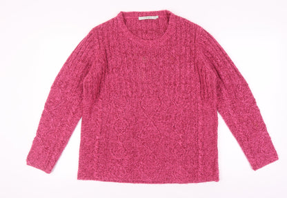 EWM Pink Cable-Knit Pullover Jumper Women Size L