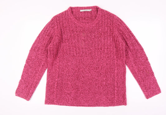 EWM Pink Cable-Knit Pullover Jumper Women Size L