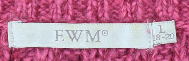 EWM Pink Cable-Knit Pullover Jumper Women Size L