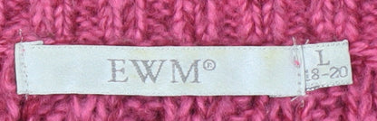 EWM Pink Cable-Knit Pullover Jumper Women Size L