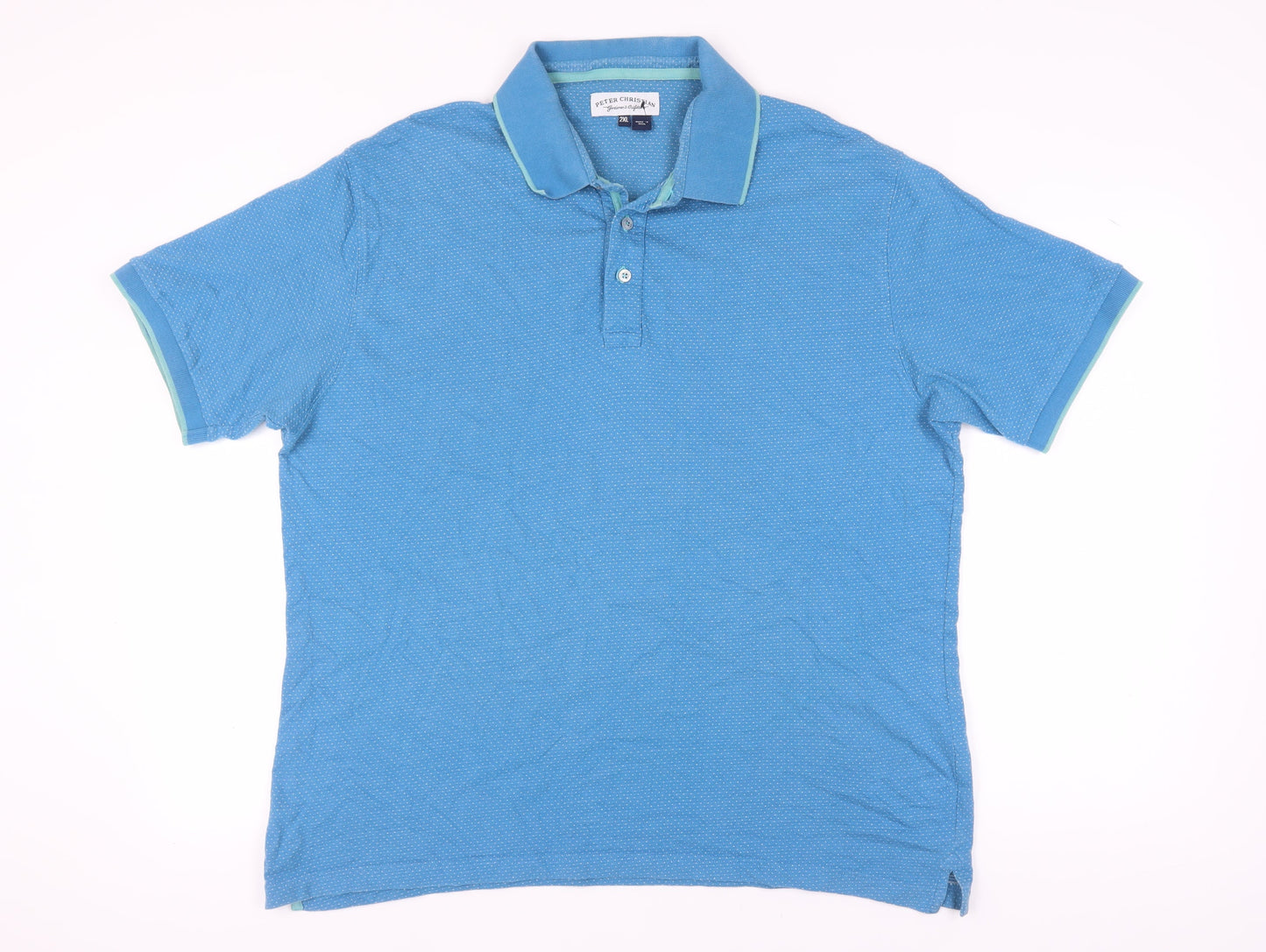 Peter Christian Men's Blue 2XL Short Sleeve Polo Shirt