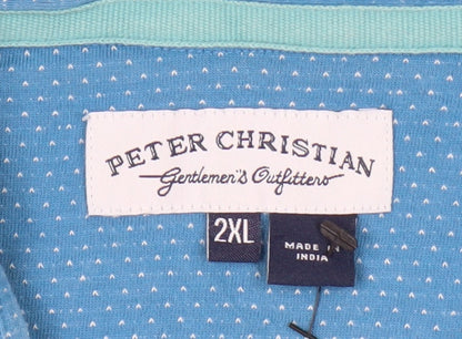 Peter Christian Men's Blue 2XL Short Sleeve Polo Shirt